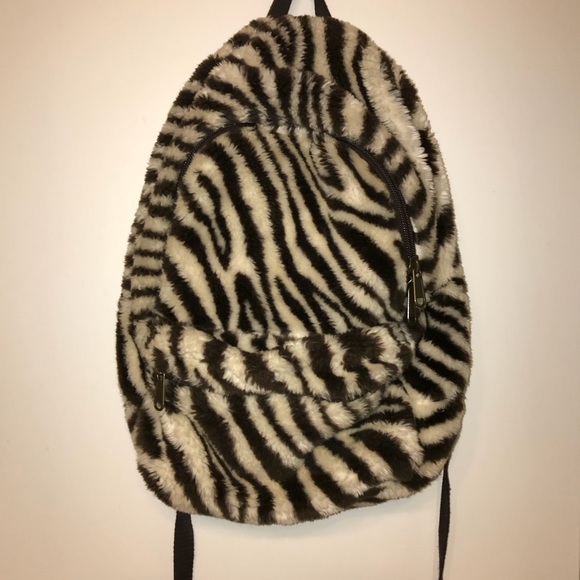 Soft and fluffy PB teen zebra print backpack - Picture 1 of 3